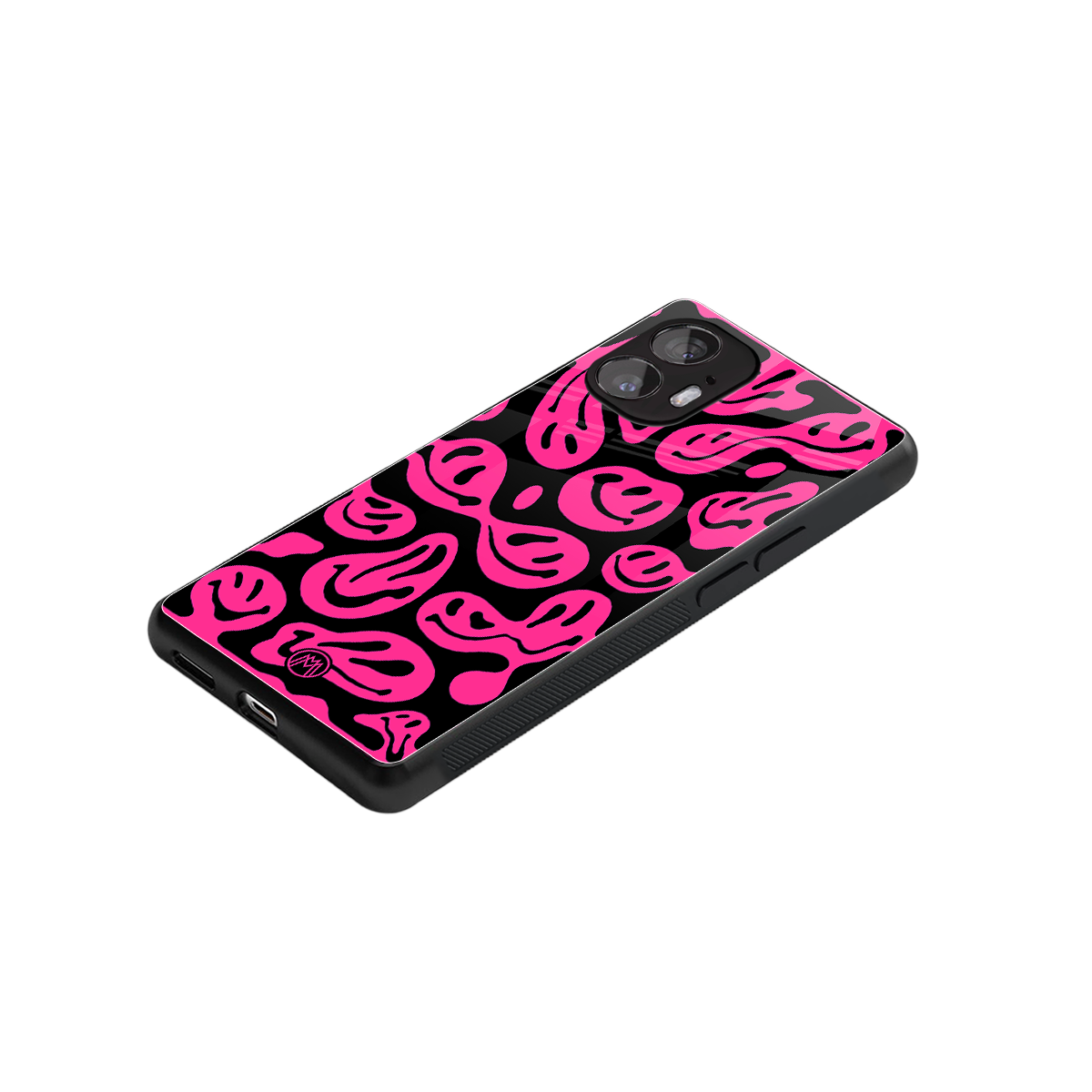 acid smiles black pink back phone cover | glass case for nothing phone 2