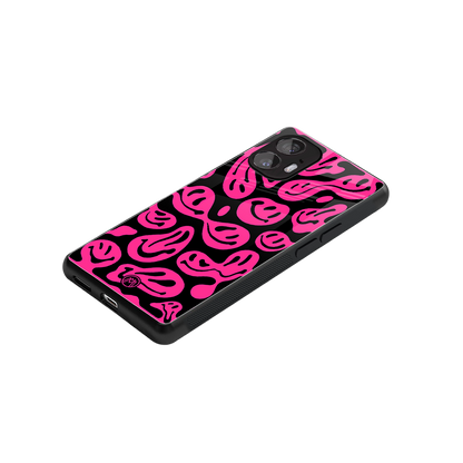 acid smiles black pink back phone cover | glass case for nothing phone 2