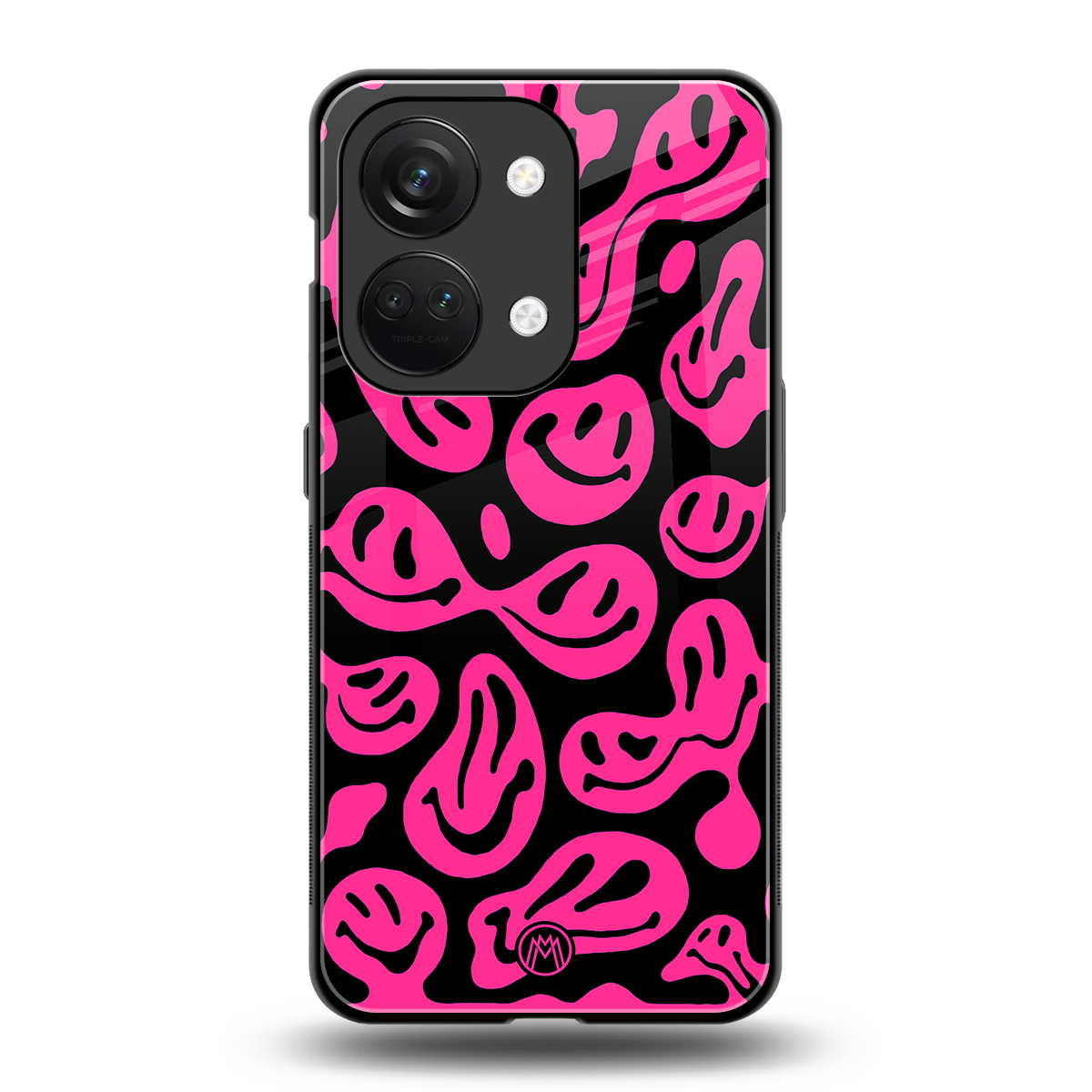 acid smiles black pink back phone cover | glass case for oneplus nord 3