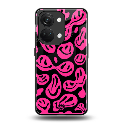 acid smiles black pink back phone cover | glass case for oneplus nord 3