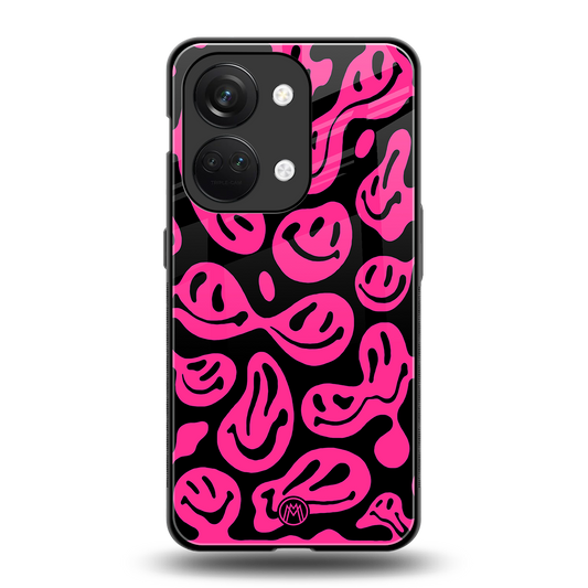 acid smiles black pink back phone cover | glass case for oneplus nord 3