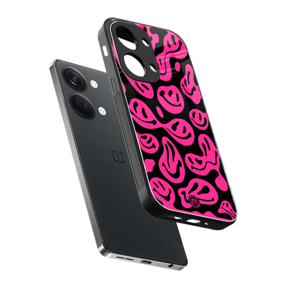 acid smiles black pink back phone cover | glass case for oneplus nord 3