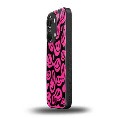 acid smiles black pink back phone cover | glass case for oneplus nord 3