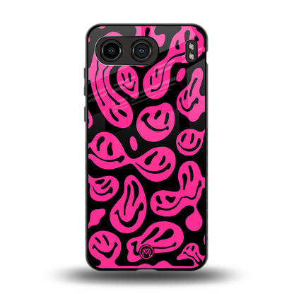 acid smiles black pink back phone cover | glass case for oneplus nord 4