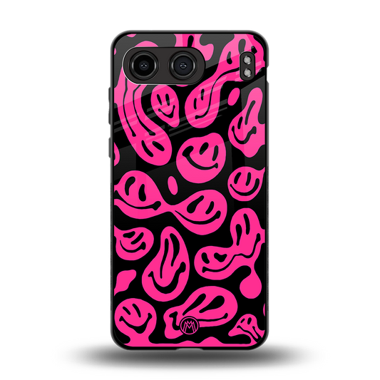 acid smiles black pink back phone cover | glass case for oneplus nord 4