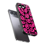 acid smiles black pink back phone cover | glass case for oneplus nord 4