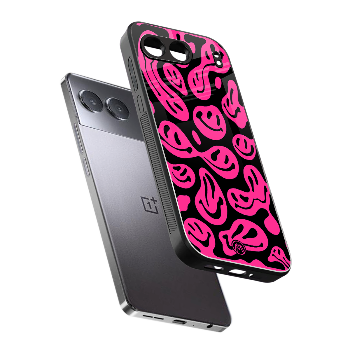 acid smiles black pink back phone cover | glass case for oneplus nord 4