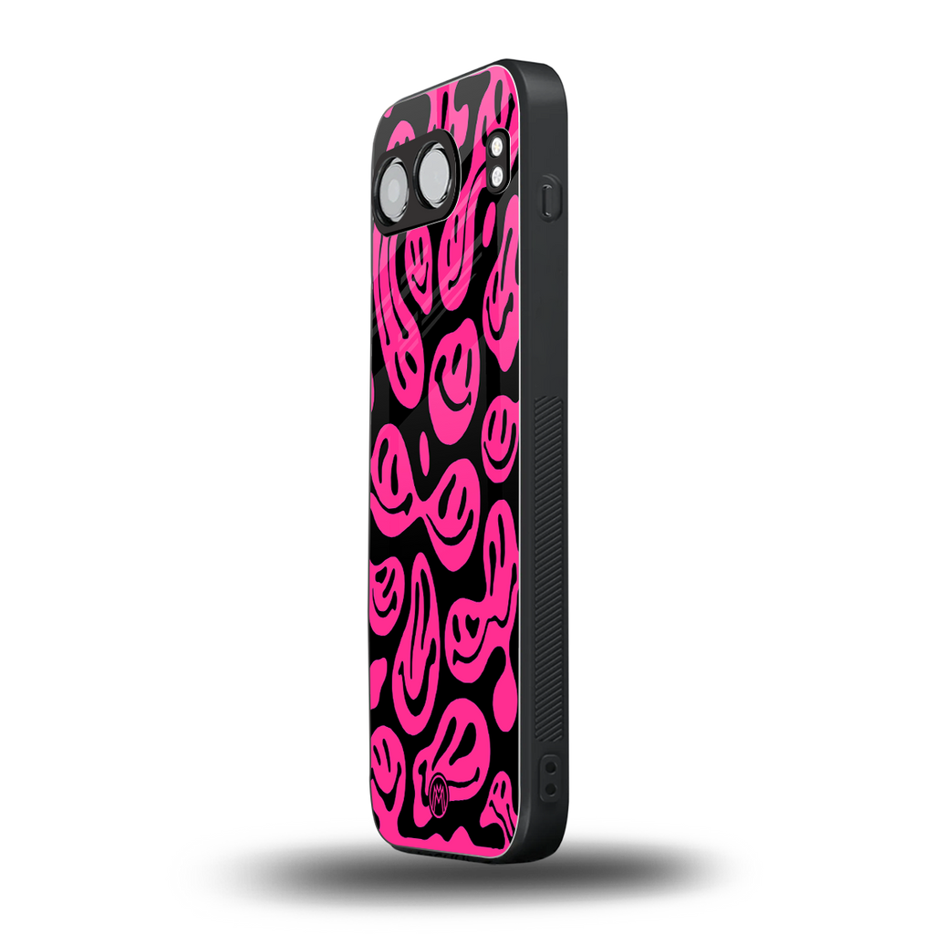 acid smiles black pink back phone cover | glass case for oneplus nord 4