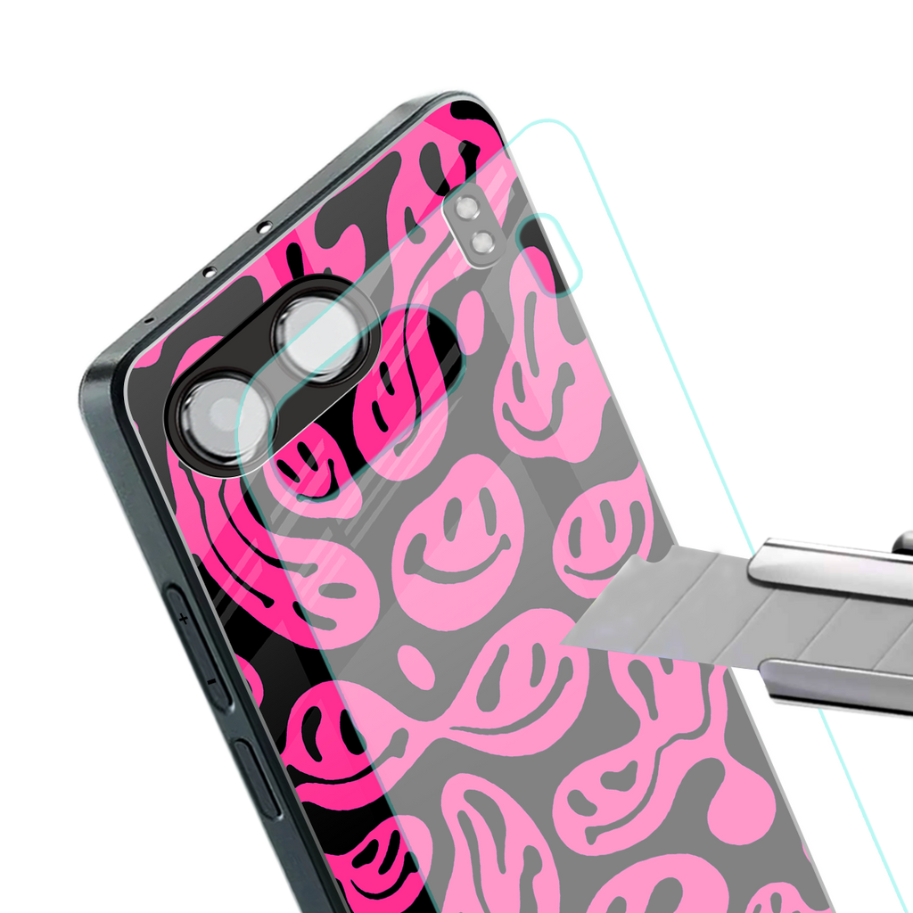 acid smiles black pink back phone cover | glass case for oneplus nord 4
