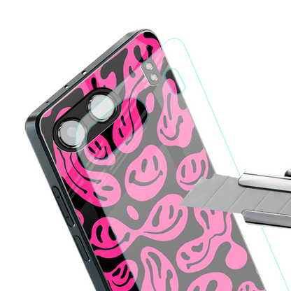 acid smiles black pink back phone cover | glass case for oneplus nord 4