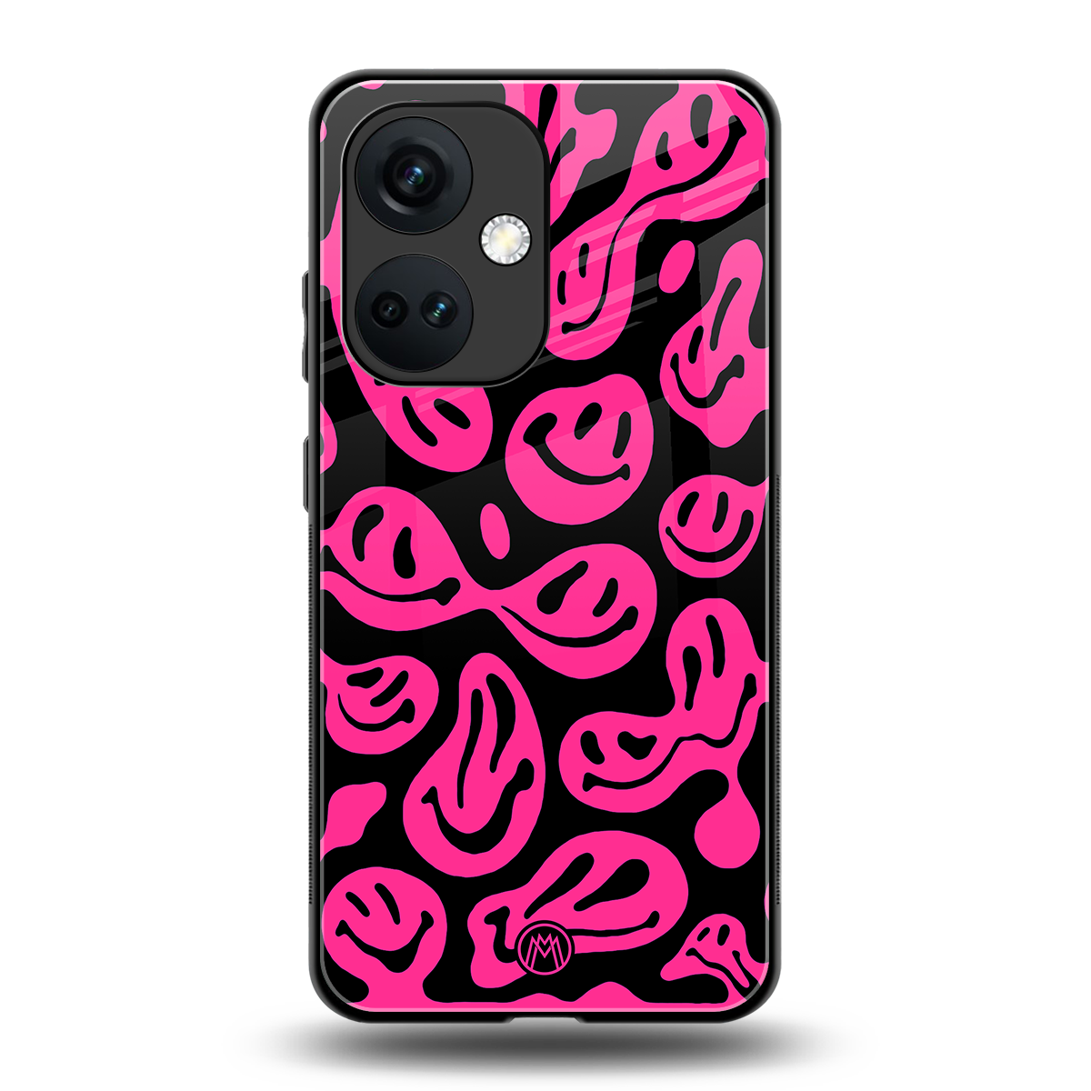 acid smiles black pink back phone cover | glass case for oneplus nord ce 3