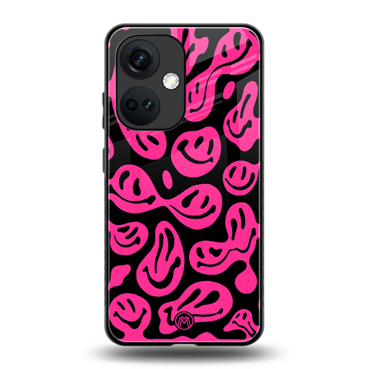 acid smiles black pink back phone cover | glass case for oneplus nord ce 3
