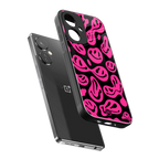 acid smiles black pink back phone cover | glass case for oneplus nord ce 3