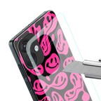 acid smiles black pink back phone cover | glass case for oneplus nord ce 3