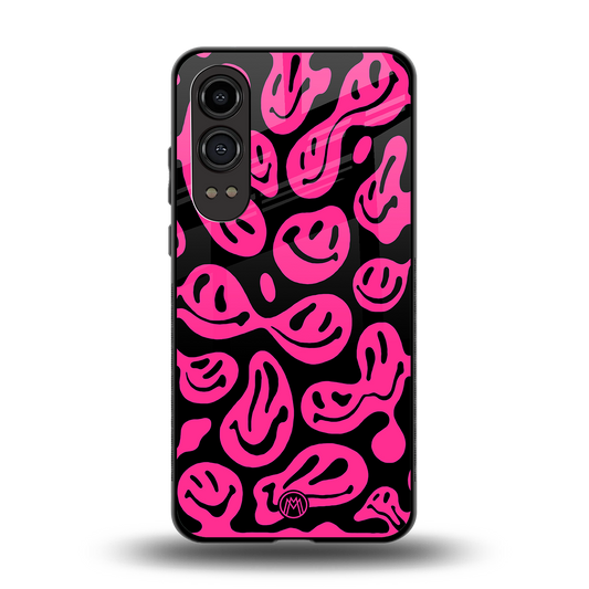 acid smiles black pink back phone cover | glass case for oneplus nord ce 4 lite
