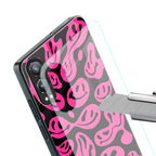 acid smiles black pink back phone cover | glass case for oneplus nord ce 4 lite