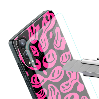 acid smiles black pink back phone cover | glass case for oneplus nord ce 4 lite