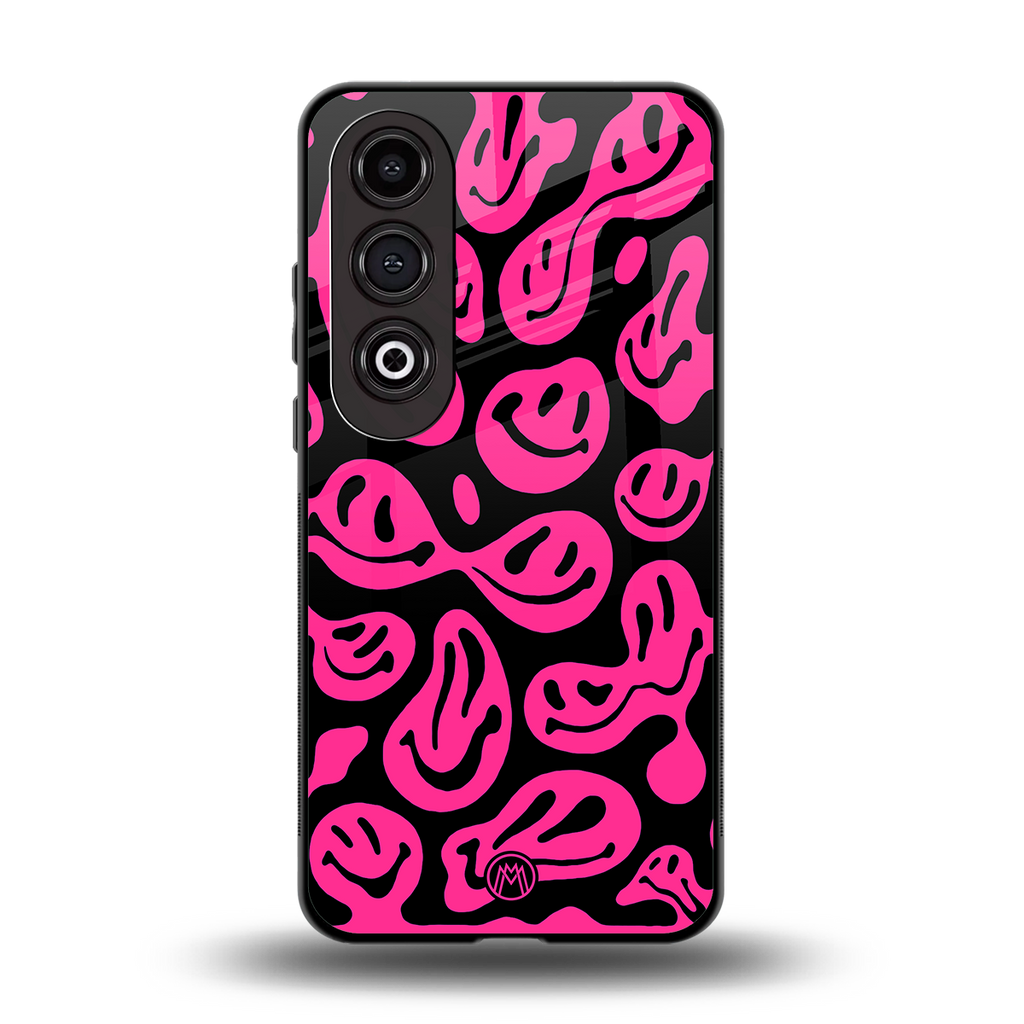 acid smiles black pink back phone cover | glass case for oneplus nord ce 4