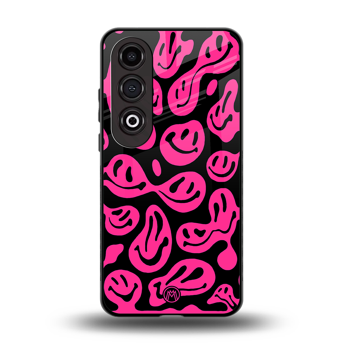 acid smiles black pink back phone cover | glass case for oneplus nord ce 4