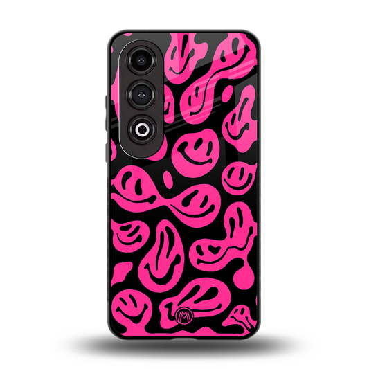 acid smiles black pink back phone cover | glass case for oneplus nord ce 4