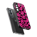 acid smiles black pink back phone cover | glass case for oneplus nord ce 4