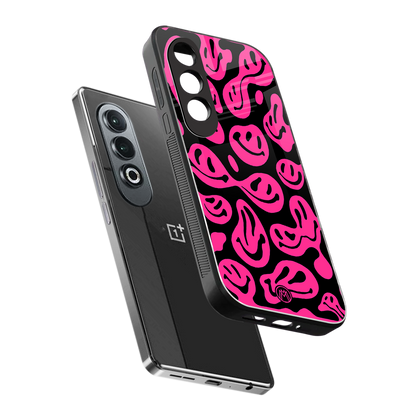 acid smiles black pink back phone cover | glass case for oneplus nord ce 4
