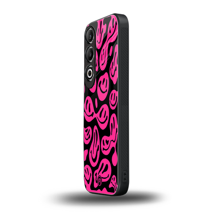acid smiles black pink back phone cover | glass case for oneplus nord ce 4