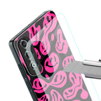 acid smiles black pink back phone cover | glass case for oneplus nord ce 4