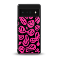 acid smiles black pink back phone cover | glass case for google pixel 6 pro