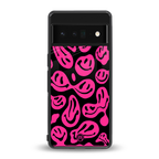 acid smiles black pink back phone cover | glass case for google pixel 6 pro