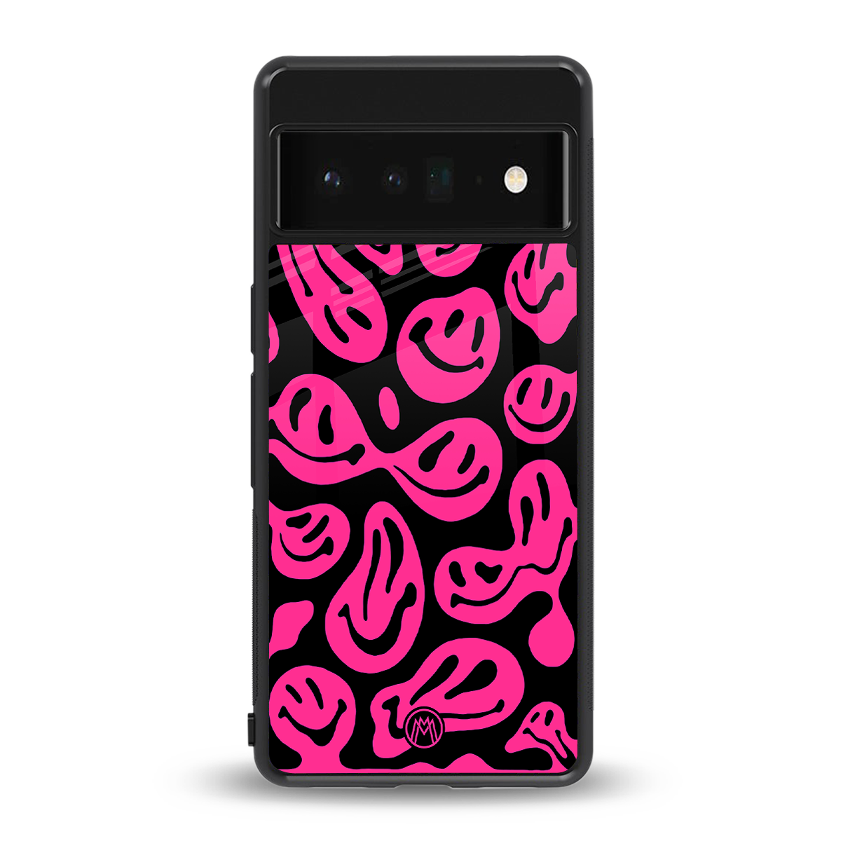 acid smiles black pink back phone cover | glass case for google pixel 6 pro