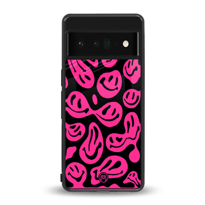 acid smiles black pink back phone cover | glass case for google pixel 6 pro