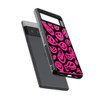 acid smiles black pink back phone cover | glass case for google pixel 6 pro
