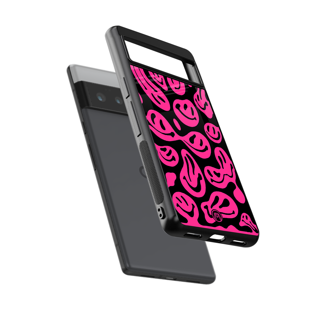 acid smiles black pink back phone cover | glass case for google pixel 6 pro
