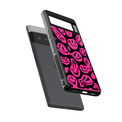 acid smiles black pink back phone cover | glass case for google pixel 6 pro