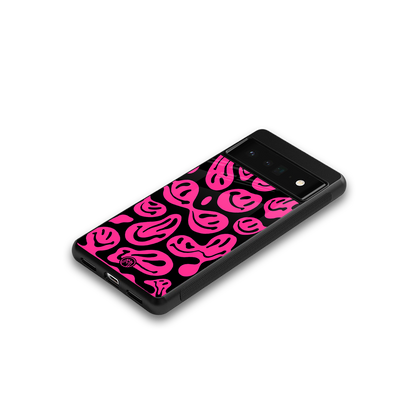 acid smiles black pink back phone cover | glass case for google pixel 6 pro
