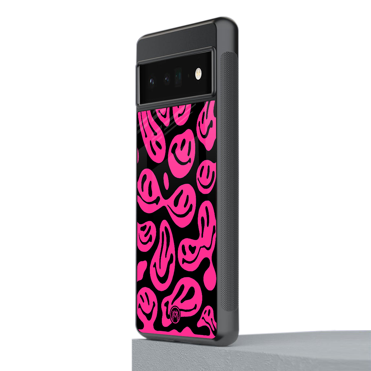 acid smiles black pink back phone cover | glass case for google pixel 6 pro