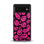 acid smiles black pink back phone cover | glass case for google pixel 6
