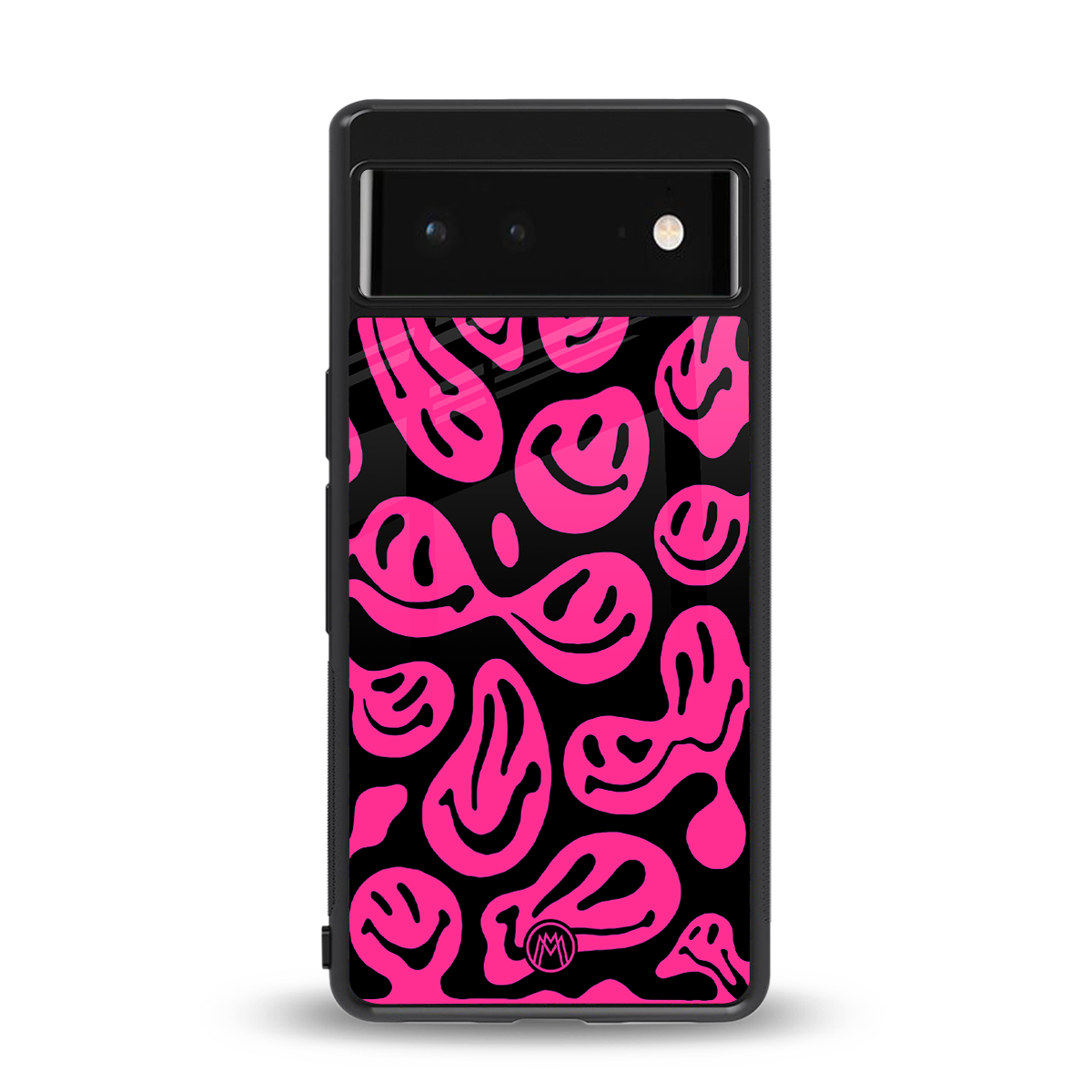 acid smiles black pink back phone cover | glass case for google pixel 6