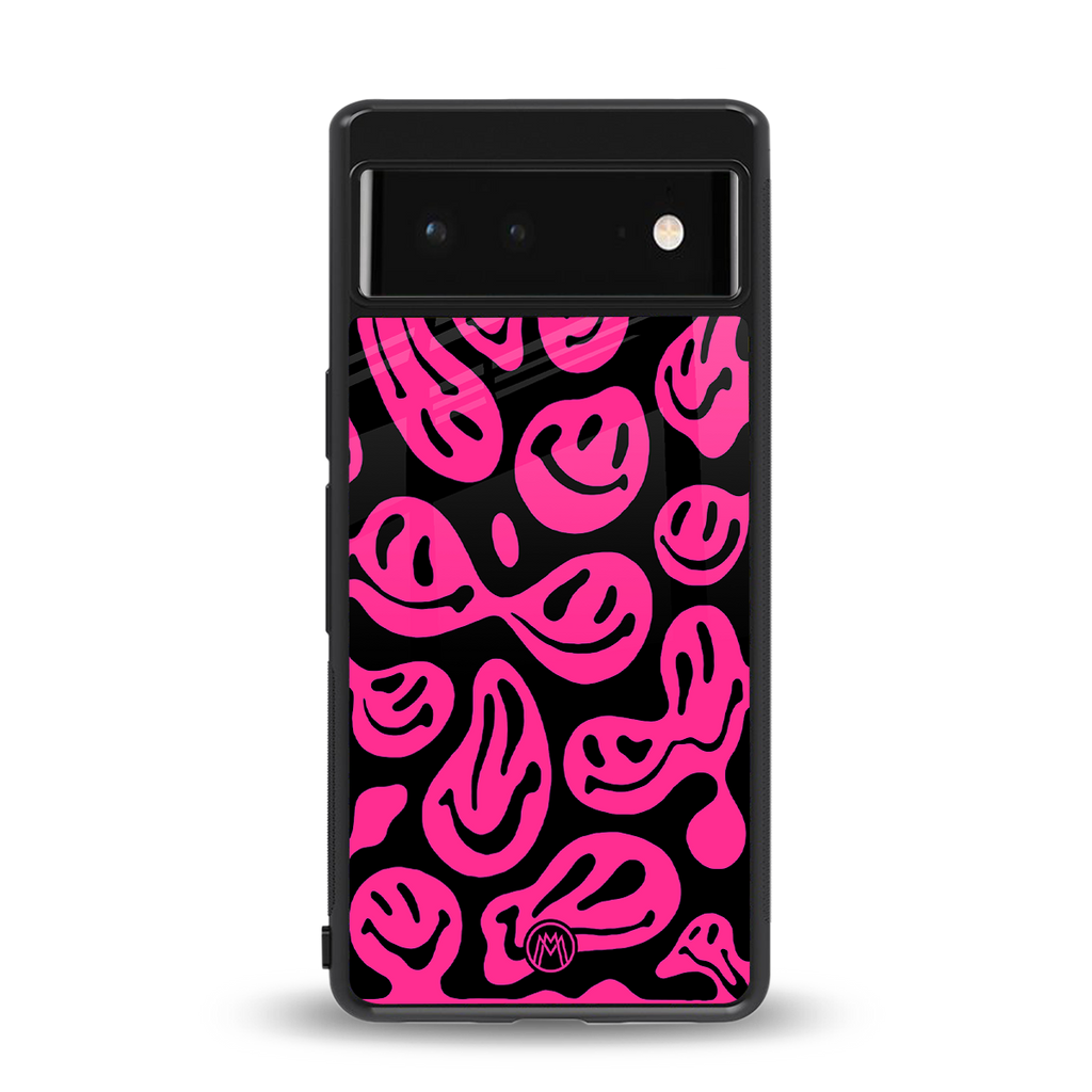 acid smiles black pink back phone cover | glass case for Google Pixel 6A