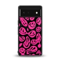 acid smiles black pink back phone cover | glass case for Google Pixel 6A