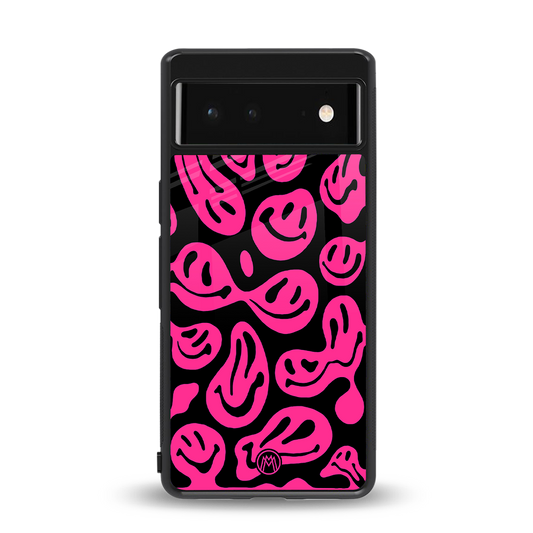 acid smiles black pink back phone cover | glass case for Google Pixel 6A