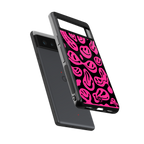 acid smiles black pink back phone cover | glass case for google pixel 6