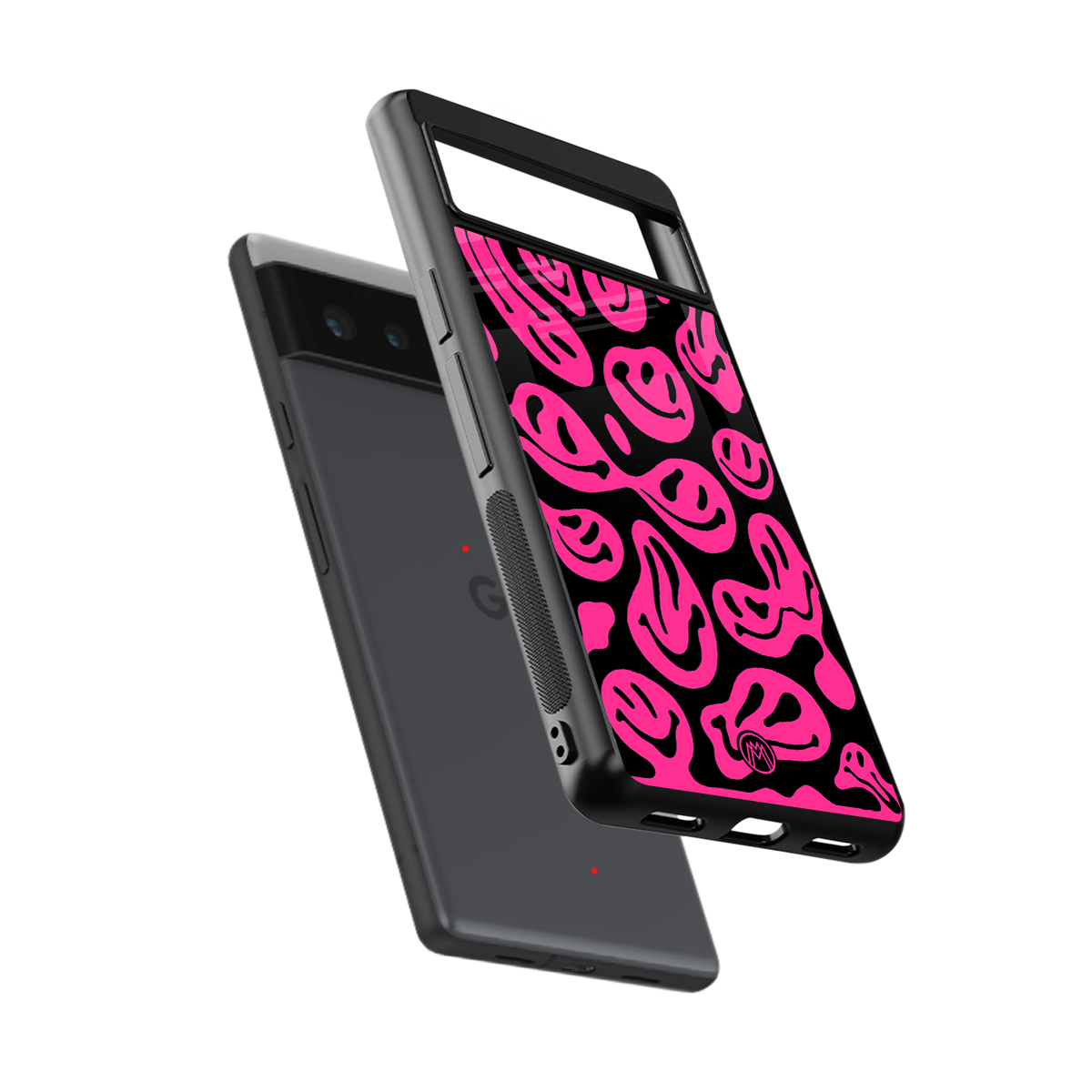 acid smiles black pink back phone cover | glass case for google pixel 6