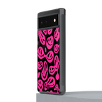 acid smiles black pink back phone cover | glass case for google pixel 6