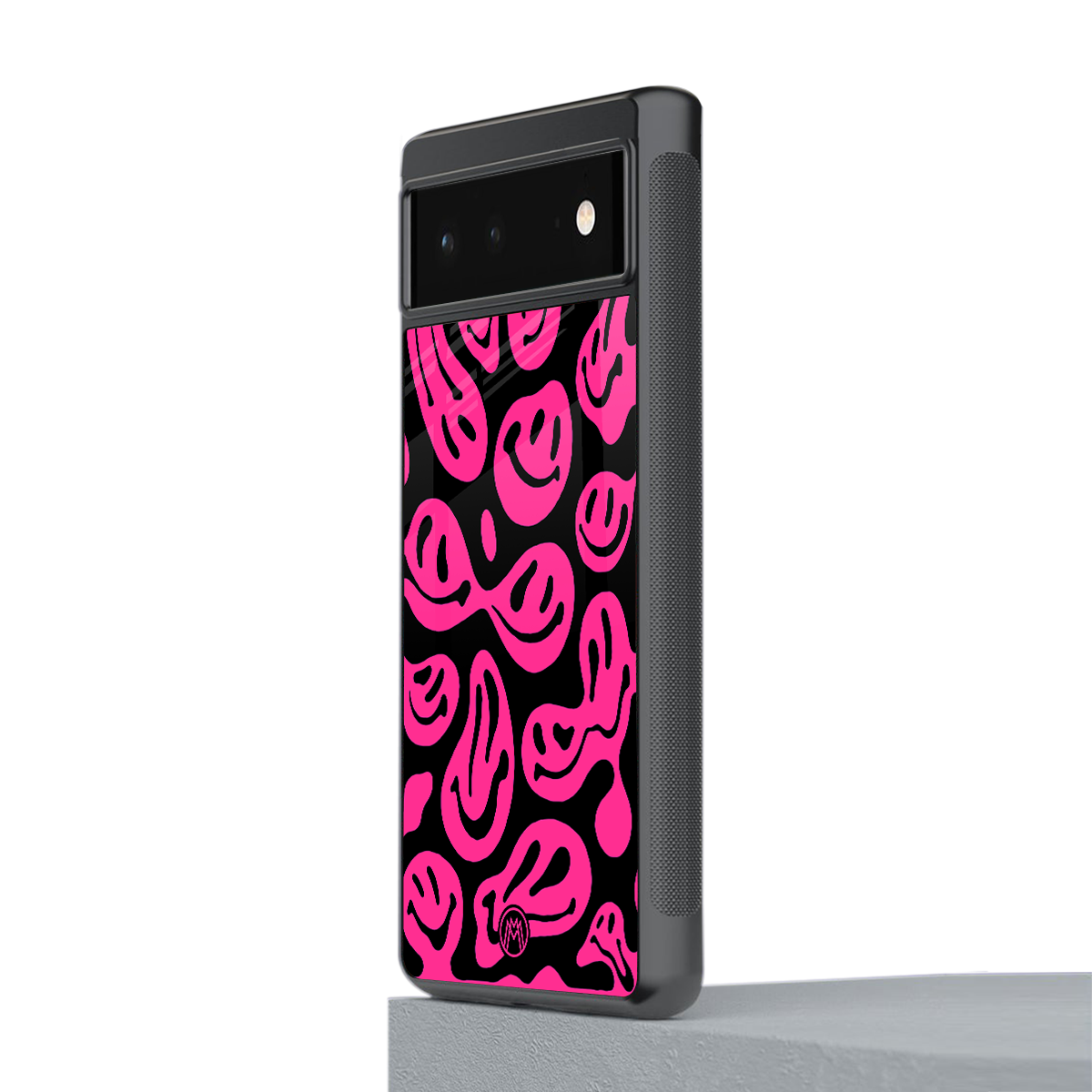 acid smiles black pink back phone cover | glass case for google pixel 6