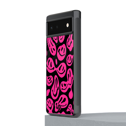 acid smiles black pink back phone cover | glass case for Google Pixel 6A