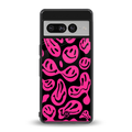 acid smiles black pink back phone cover | glass case for google pixel 7 pro
