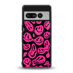 acid smiles black pink back phone cover | glass case for google pixel 7 pro