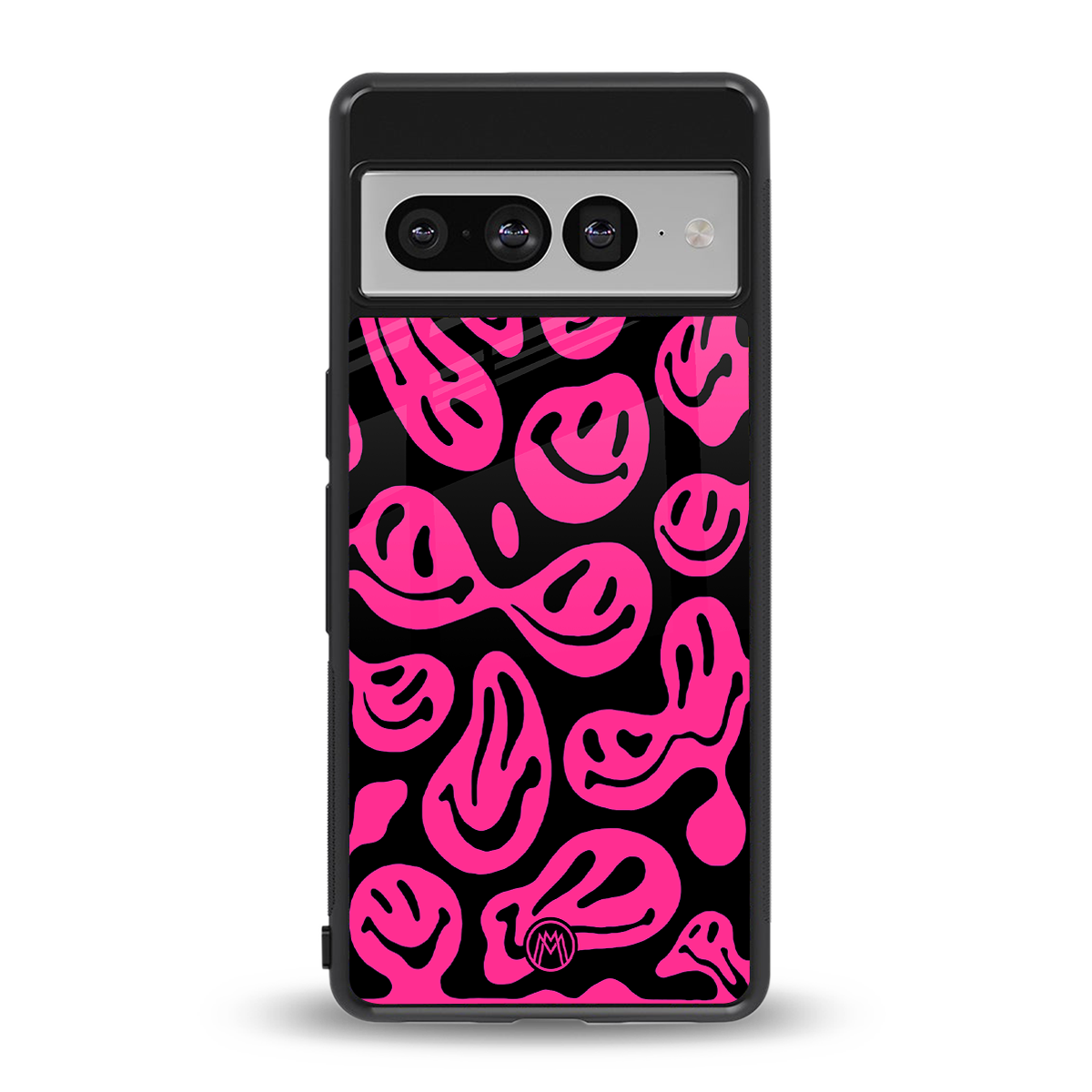 acid smiles black pink back phone cover | glass case for google pixel 7 pro